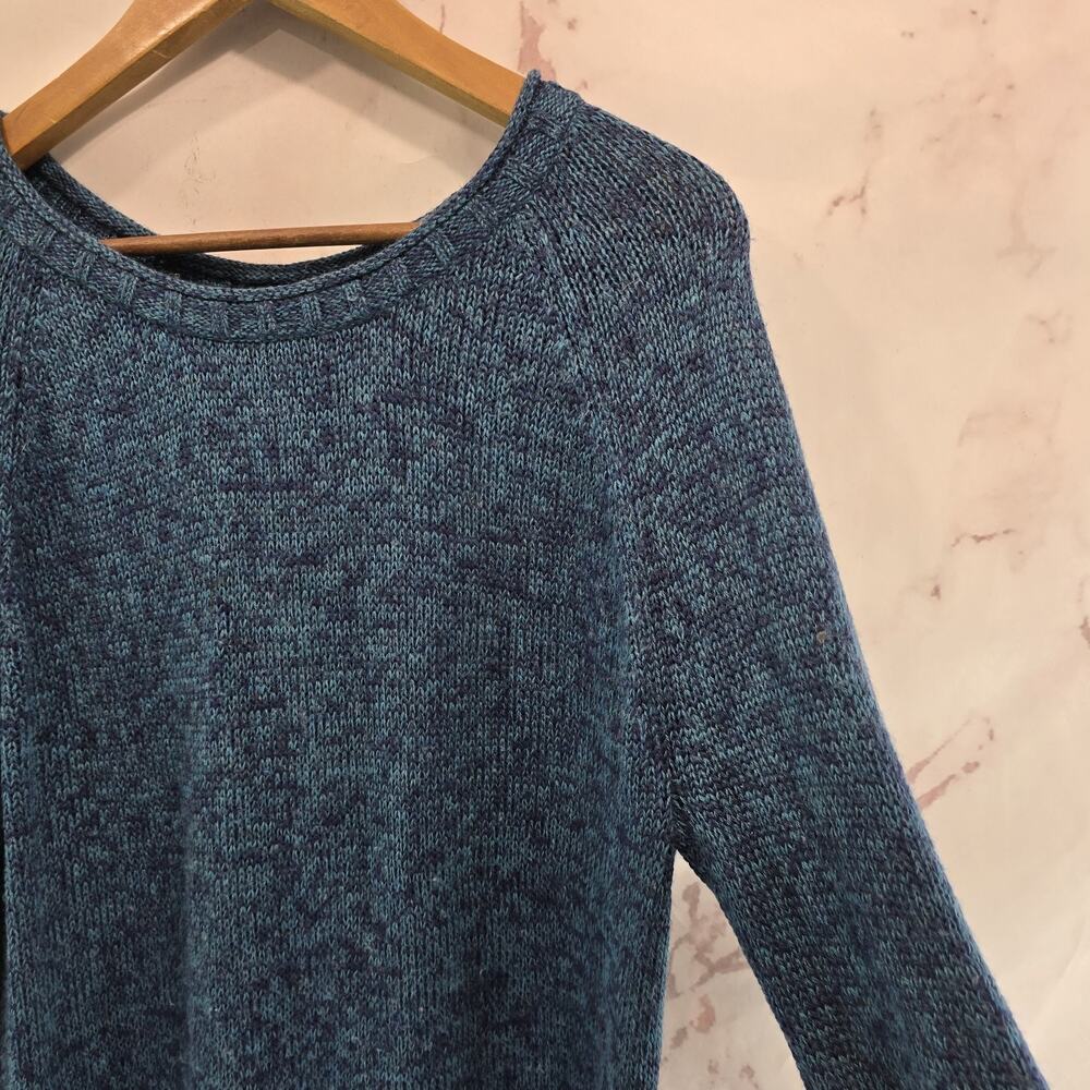 Toad & Co Sweater Womens XL Blue Merino Wool Marked Elbow Patches Roll Neck - Picture 12 of 13
